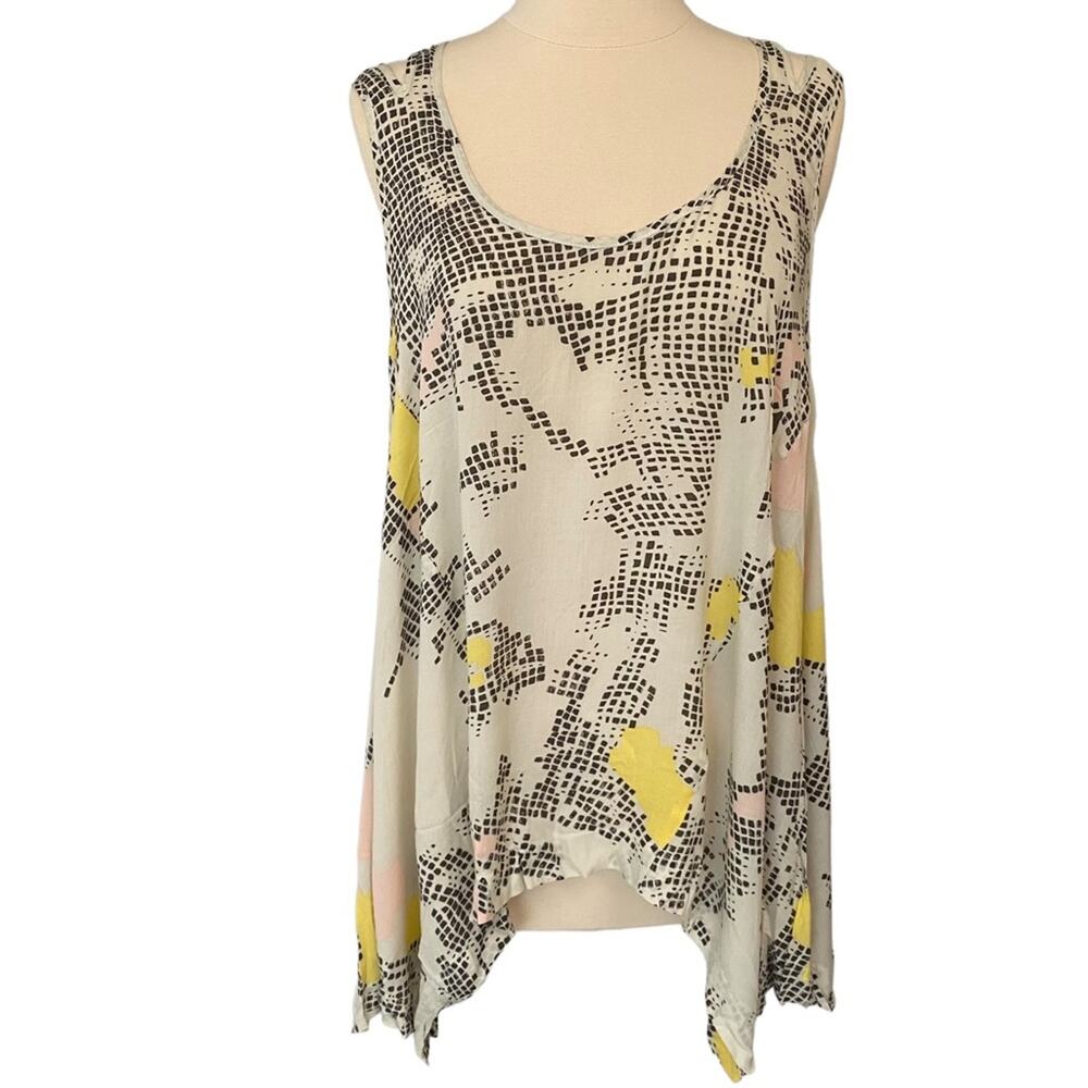 NWT Revolve Asymmetrical Tank Top | Split Sleeve Abstract Print Cami Size Large